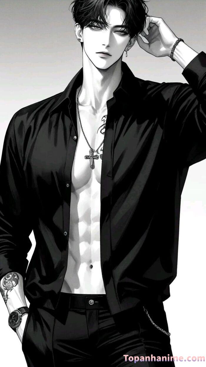 Ảnh anime nam trắng đen 37
