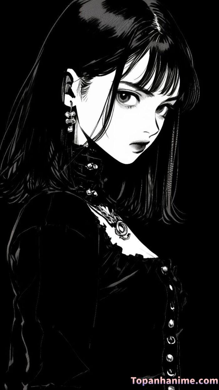 Ảnh anime nữ trắng đen 13