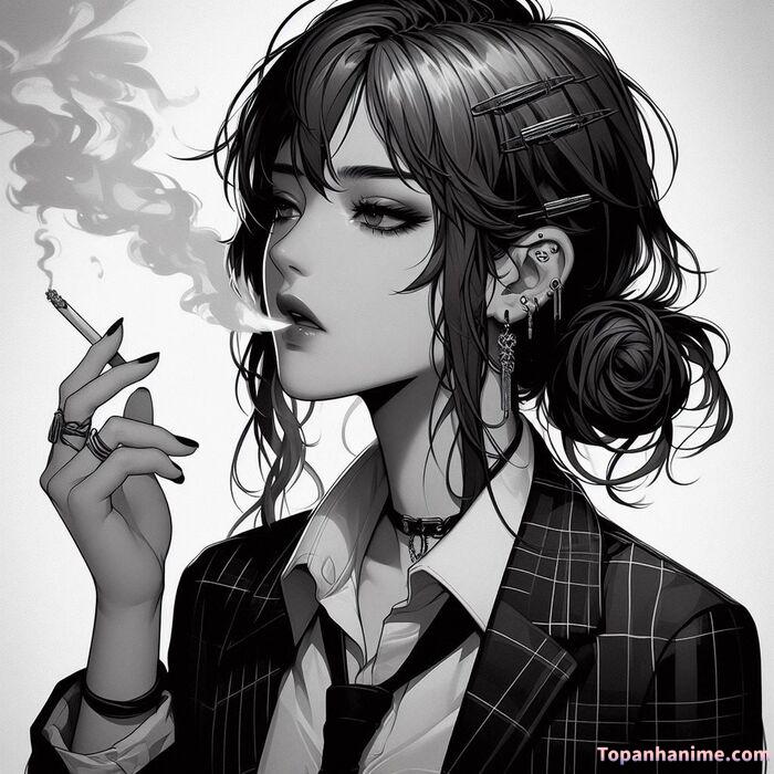 Ảnh anime nữ trắng đen 15