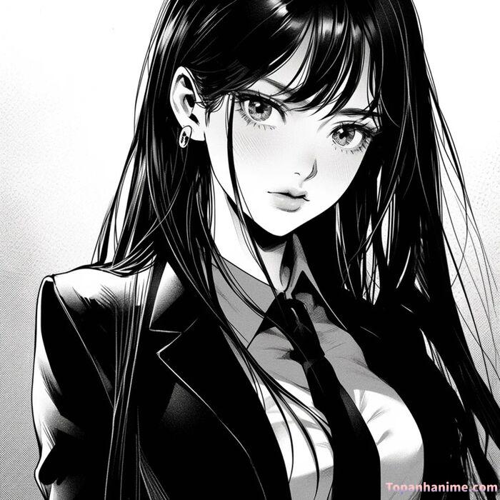 Ảnh anime nữ trắng đen 17