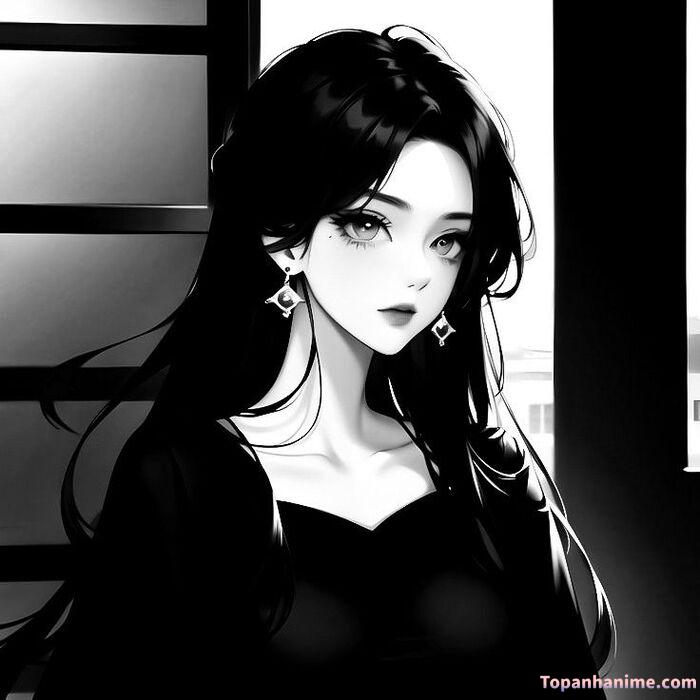 Ảnh anime nữ trắng đen 27