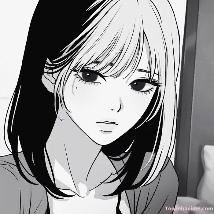 Ảnh anime nữ trắng đen 30