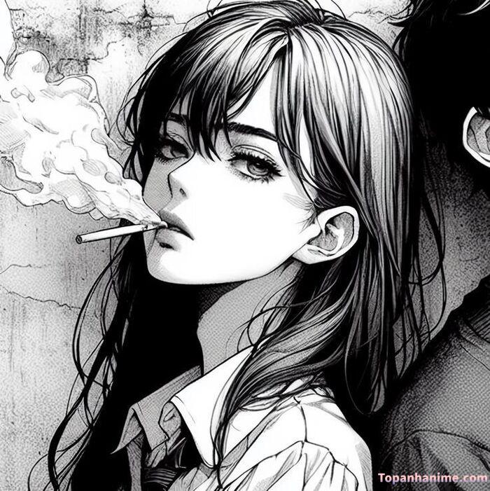 Ảnh anime nữ trắng đen 31