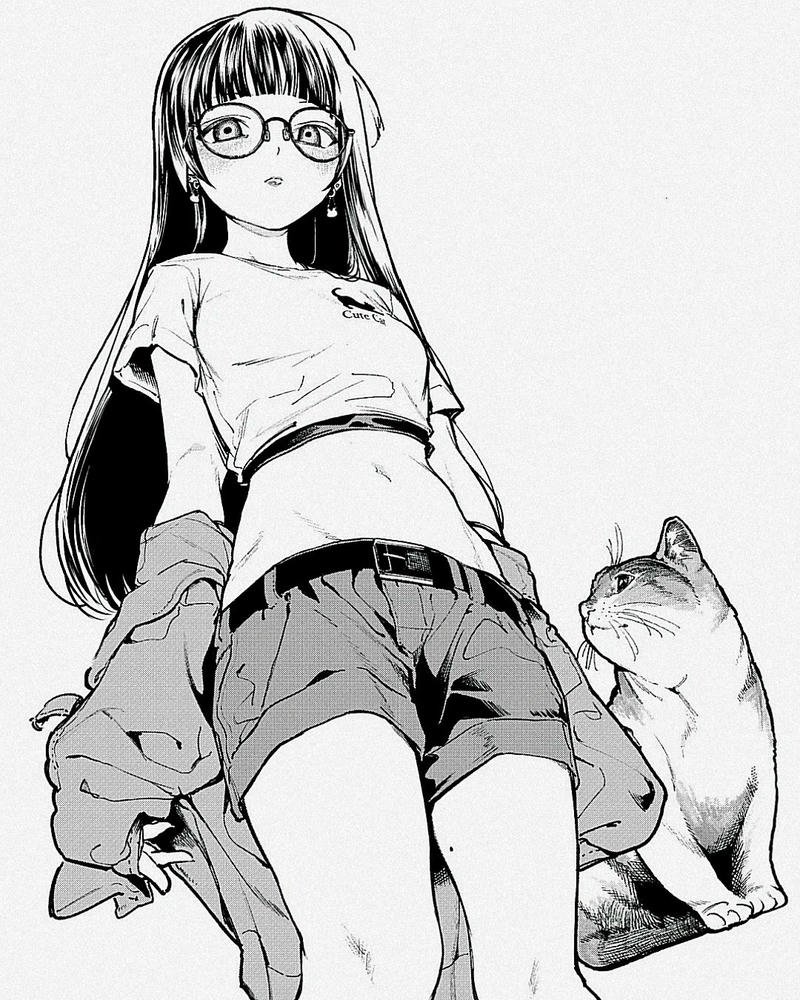 anime nữ trắng đen 19