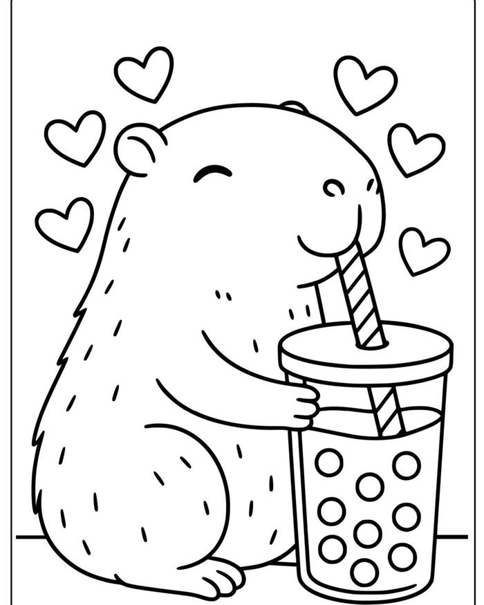 tranh tô màu capybara cute 2