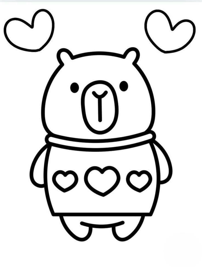 tranh tô màu capybara cute 8