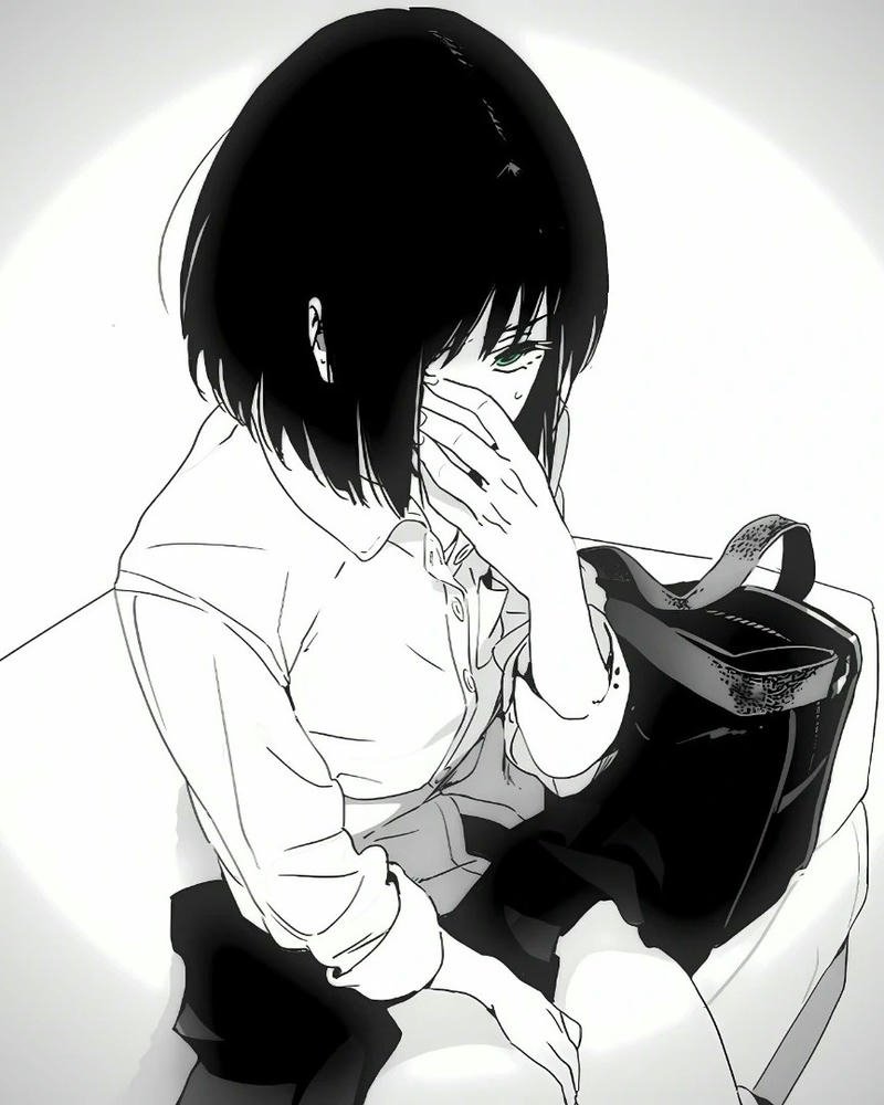 anime nữ trắng đen 33