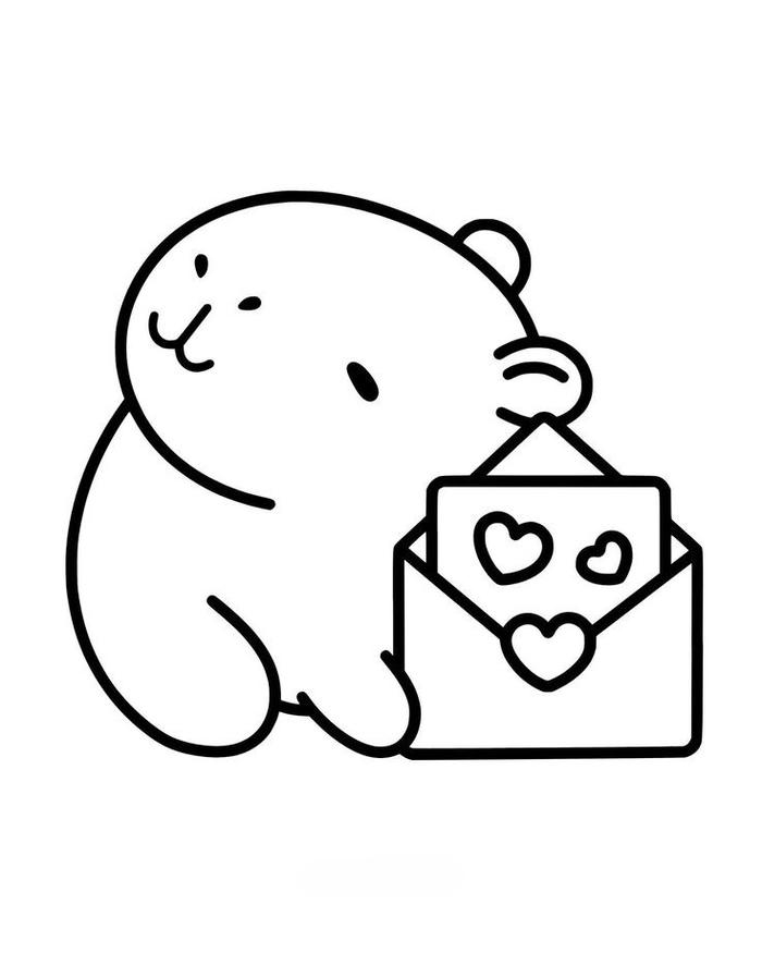 tranh tô màu capybara cute 14