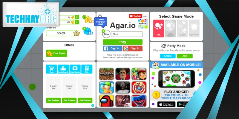 Agar.io game sinh tồn tế bào càng ăn càng lớn