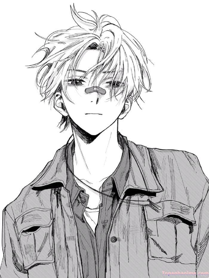 Ảnh anime nam trắng đen 3