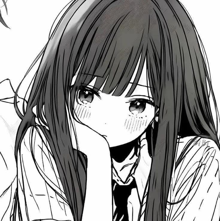 Ảnh Anime Nữ Đen Trắng 6