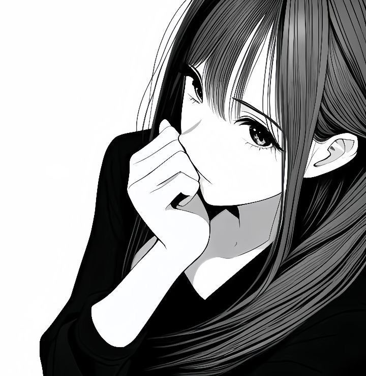 Ảnh Anime Nữ Đen Trắng 2