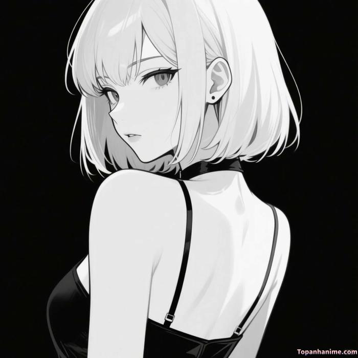 Ảnh anime nữ trắng đen 4