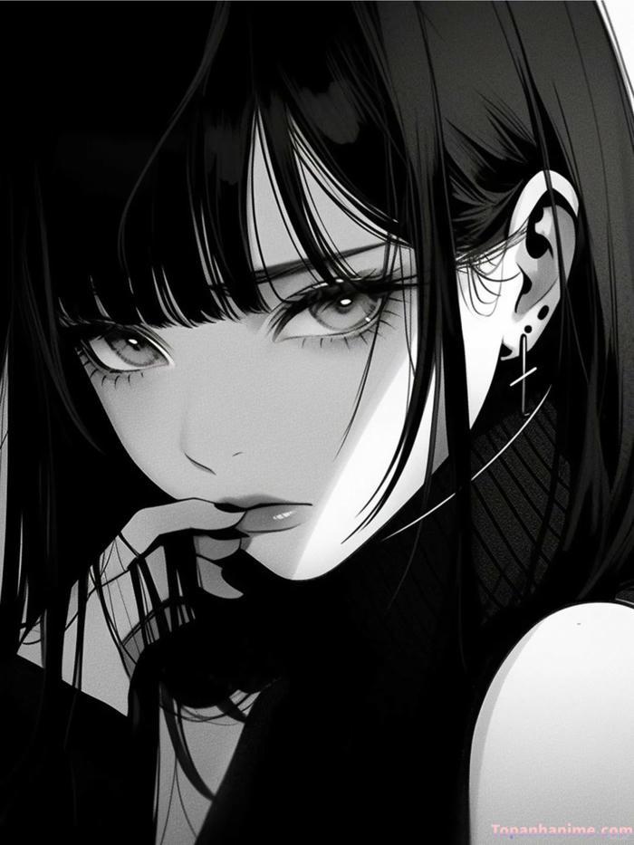 Ảnh anime nữ trắng đen 7