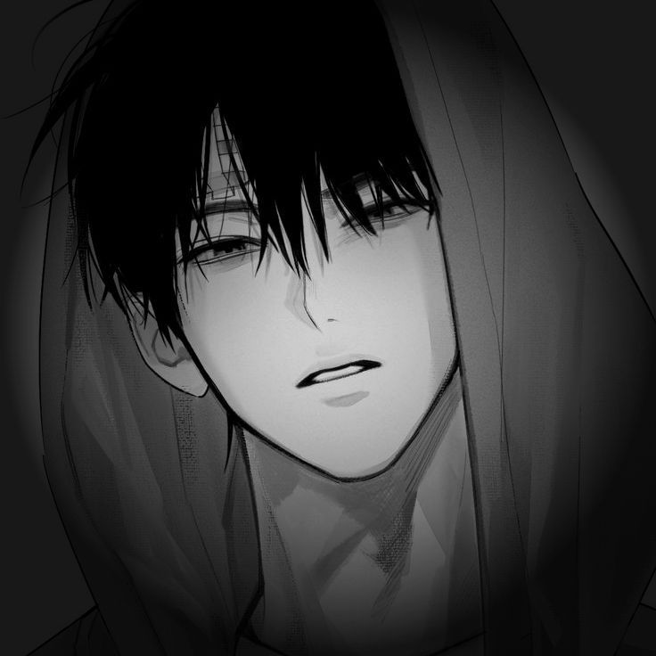 Ảnh anime trắng đen tối giản 6