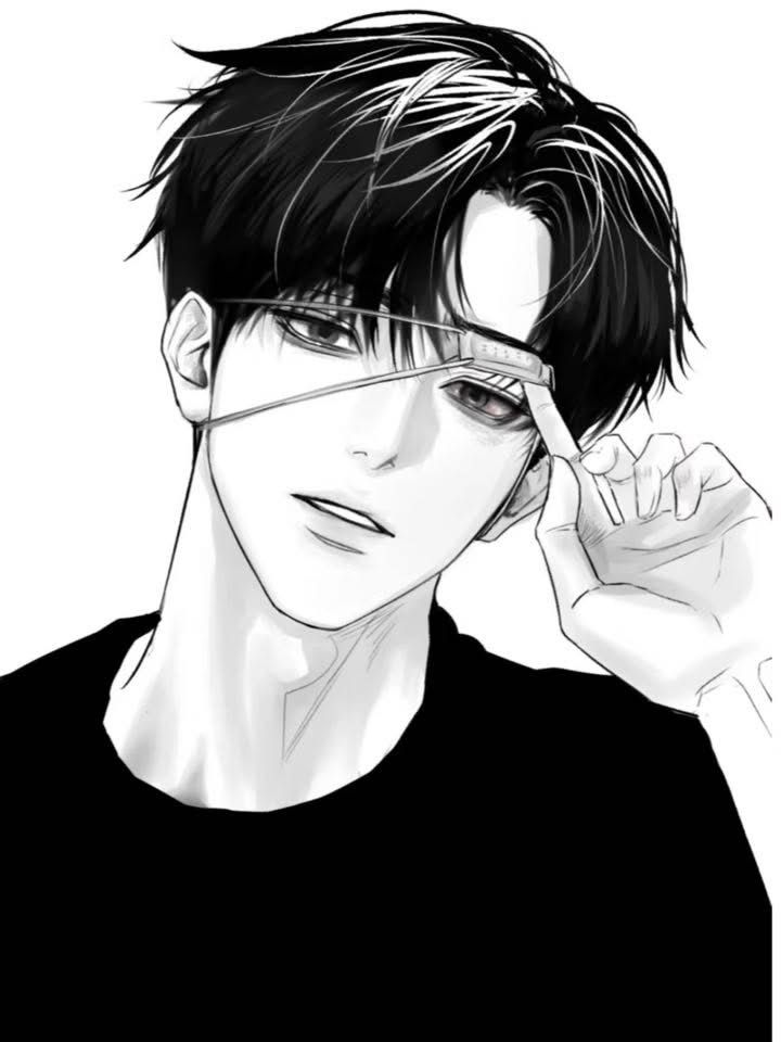 Ảnh anime trắng đen tối giản 3