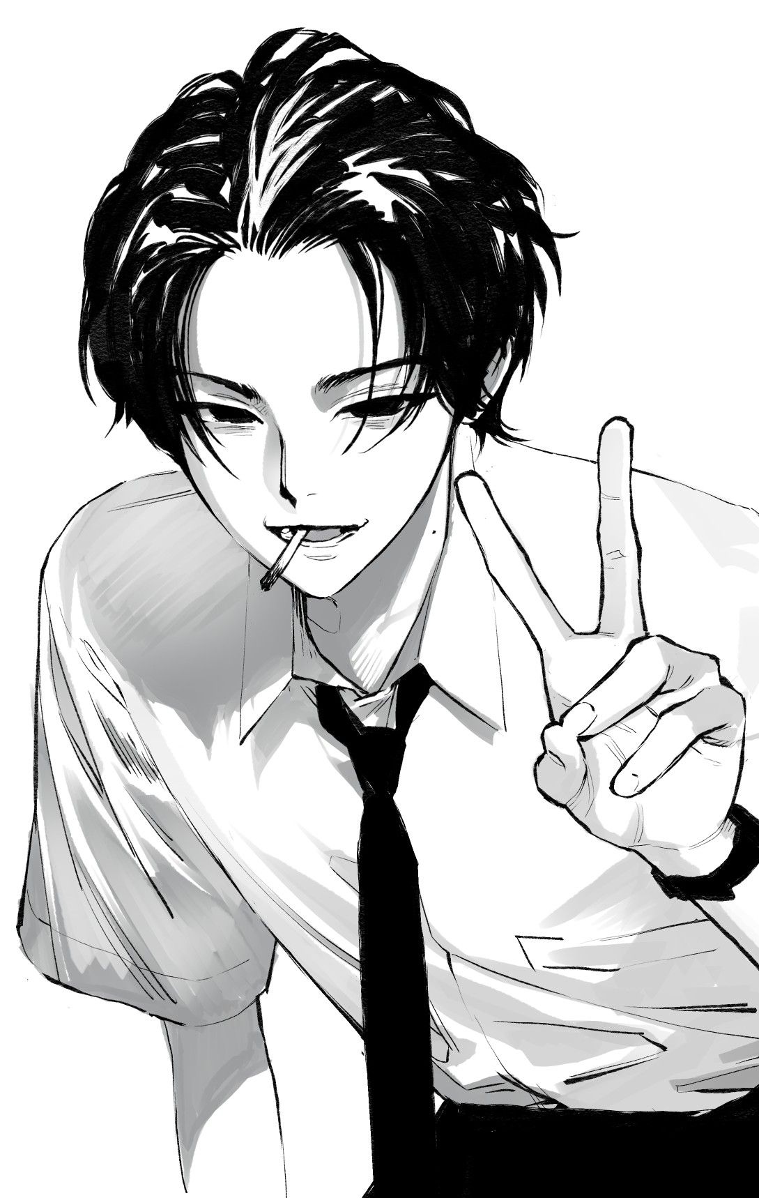 Ảnh anime trắng đen tối giản 2