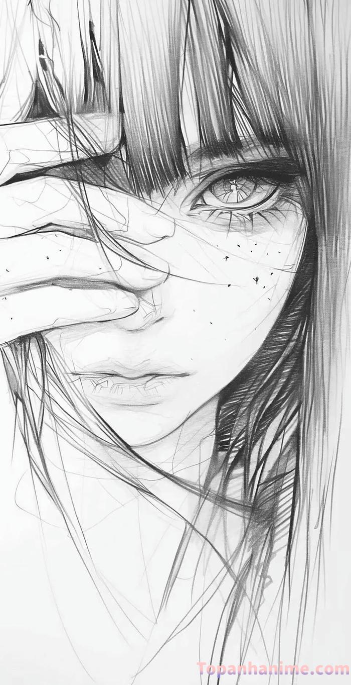 ảnh anime trắng đen 27