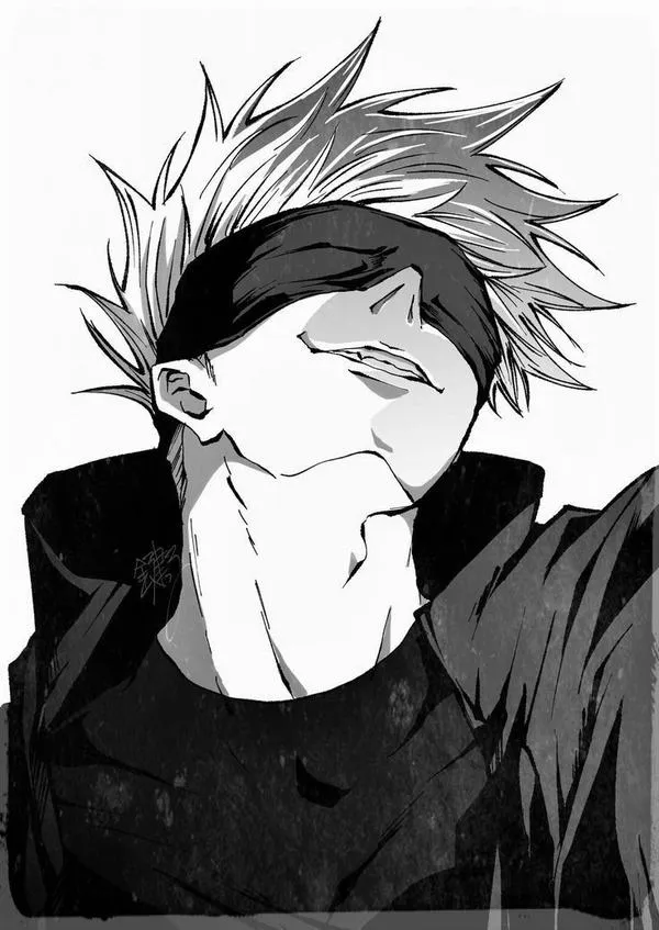 Hình Ảnh Gojo Manga Trắng Đen 37