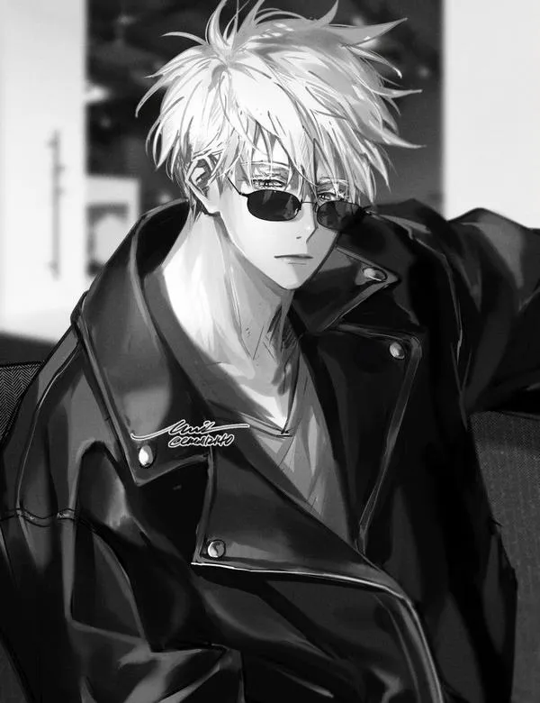 Hình Ảnh Gojo Manga Trắng Đen 58