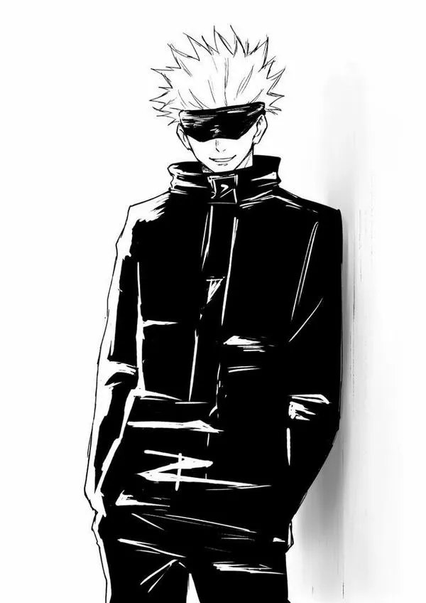 Hình Ảnh Gojo Manga Trắng Đen 69