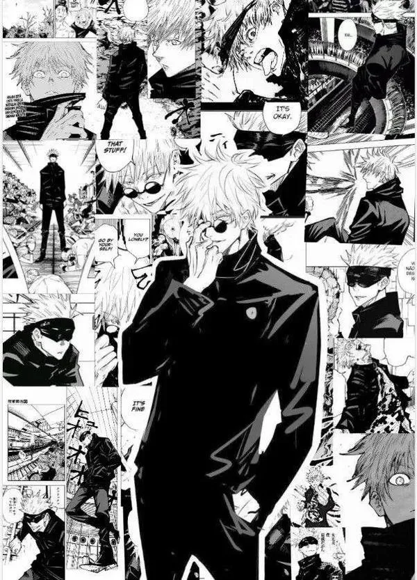 Hình Ảnh Gojo Manga Trắng Đen 8