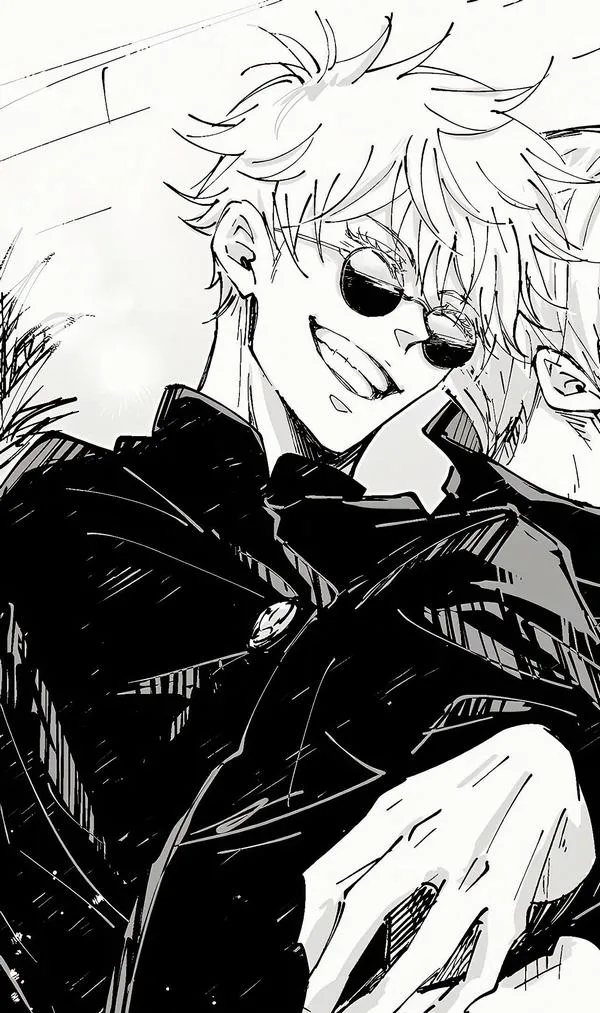 Hình Ảnh Gojo Manga Trắng Đen 15