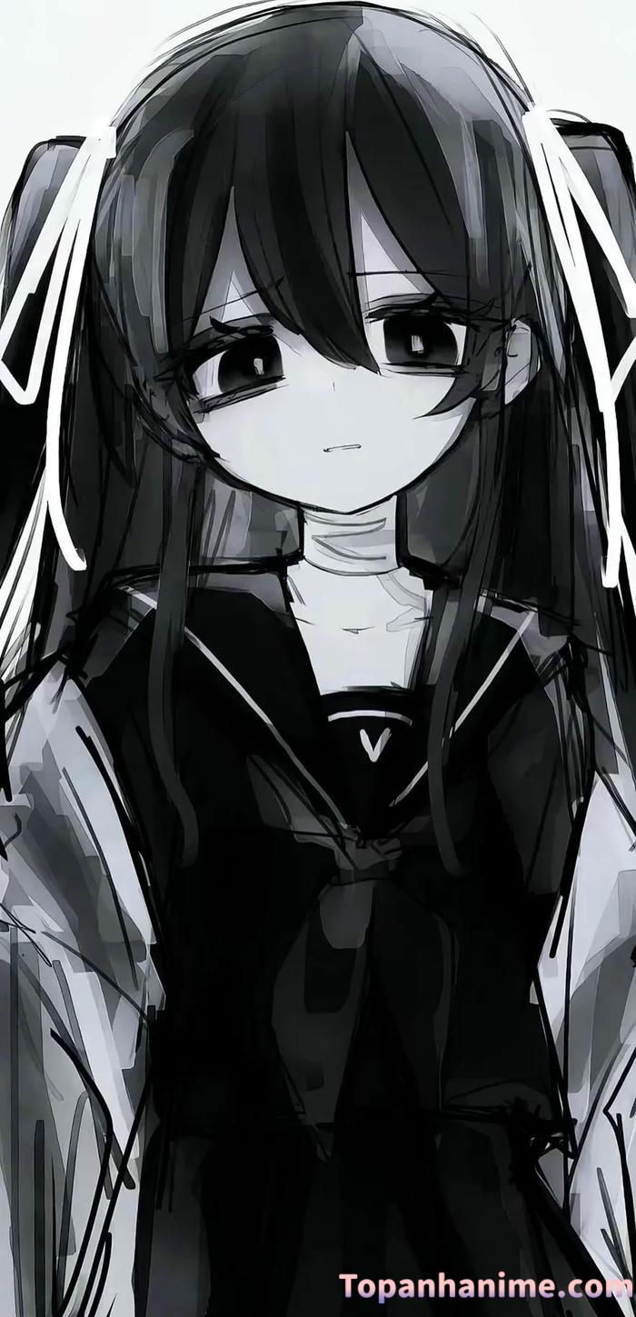 ảnh anime trắng đen 33