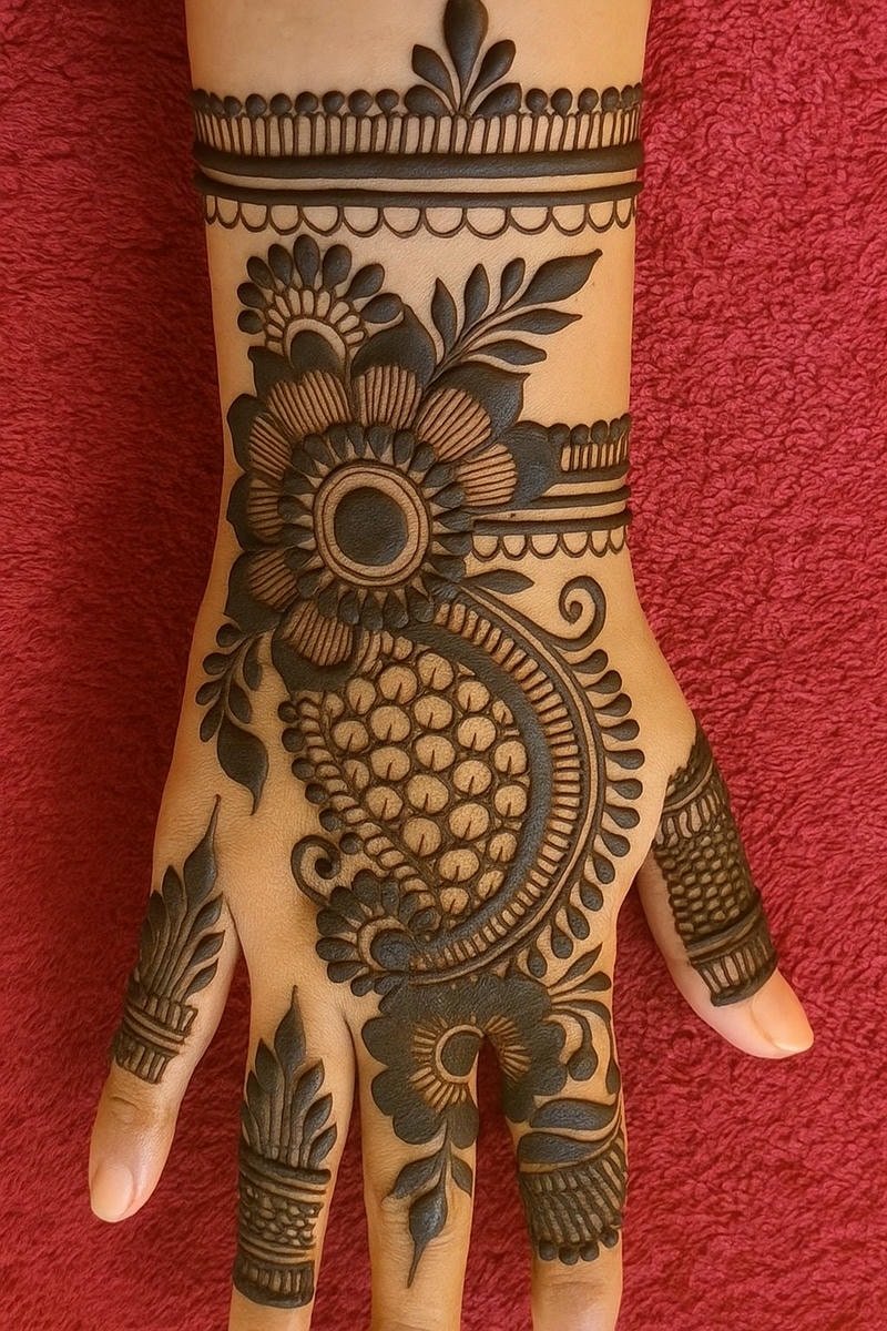 Beautiful back hand mehndi design 36