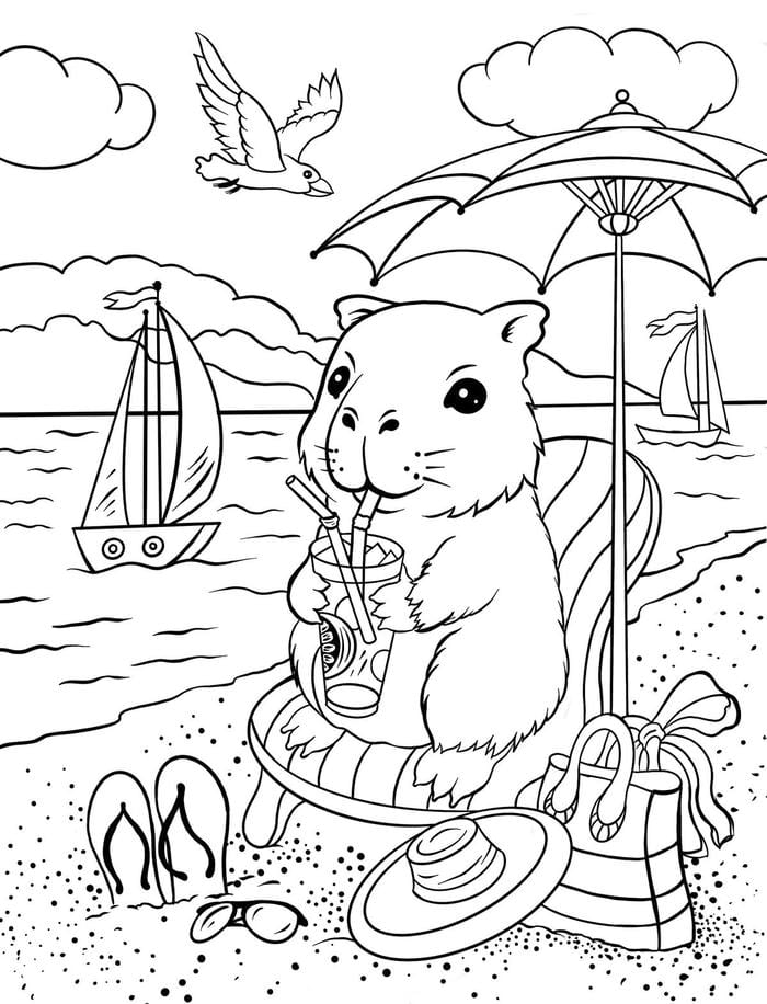 tranh tô màu capybara cute 23