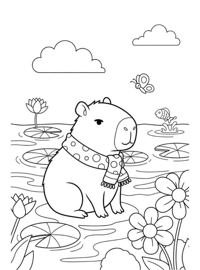 tranh tô màu capybara cute 20