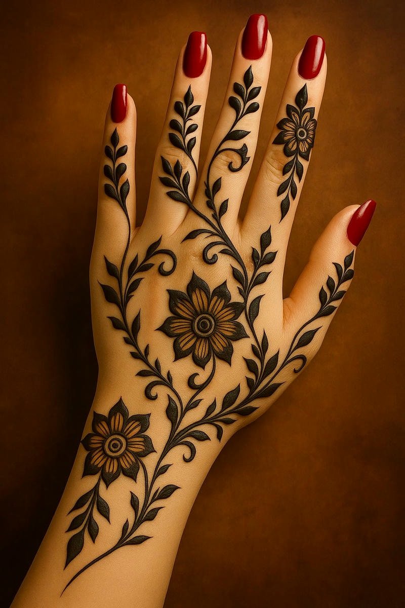 Beautiful back hand mehndi design 43