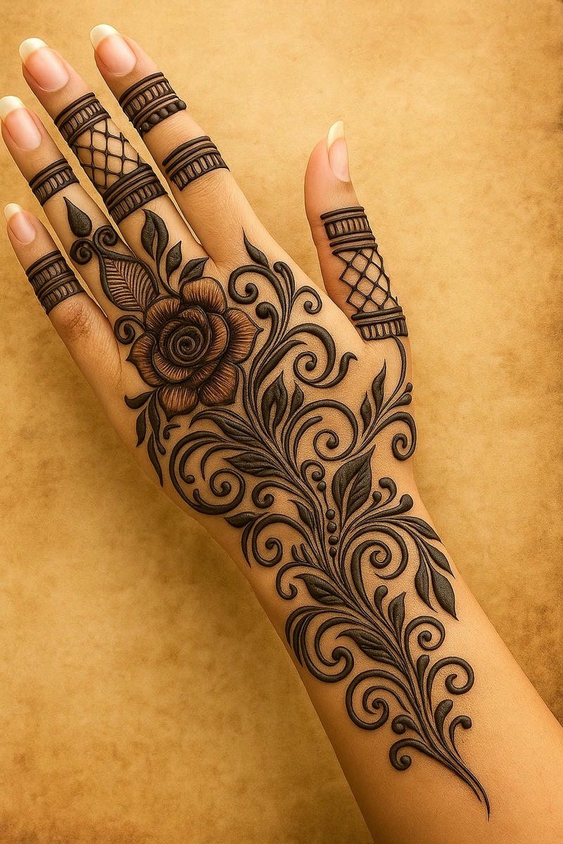 Beautiful back hand mehndi design 29