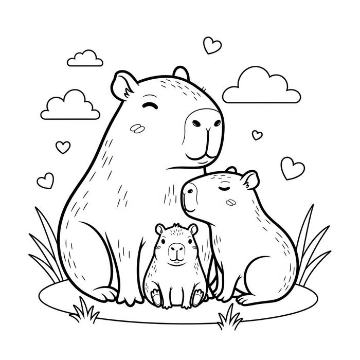 tranh tô màu capybara cute 30