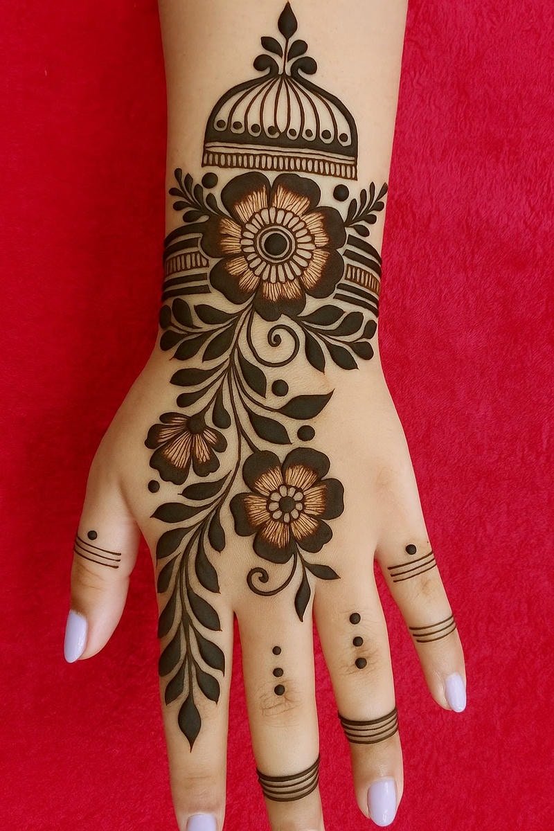 Beautiful back hand mehndi design 51