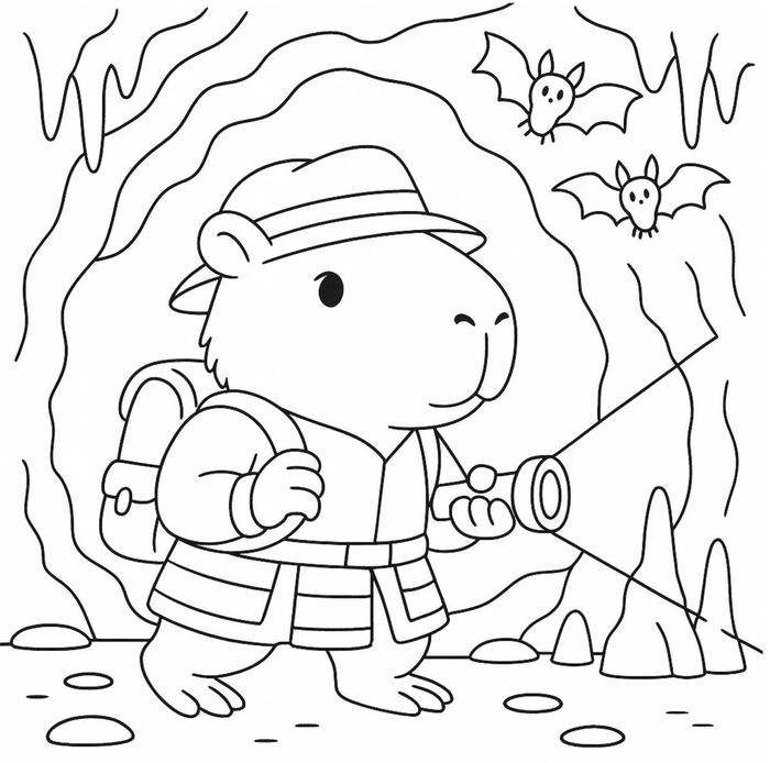 tranh tô màu capybara cute 38