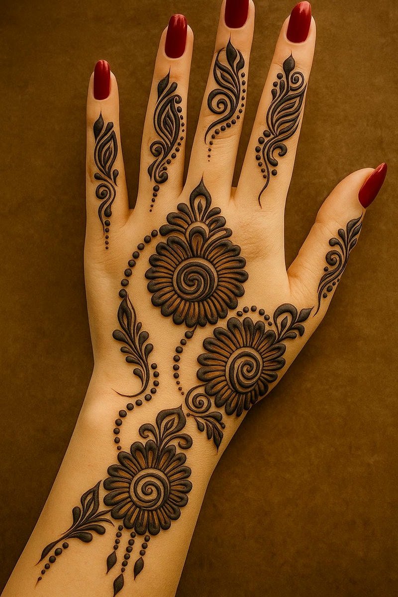 Beautiful back hand mehndi design 2
