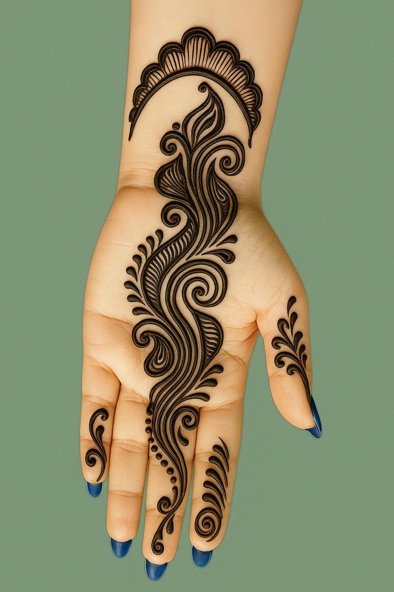 Beautiful back hand mehndi design 54