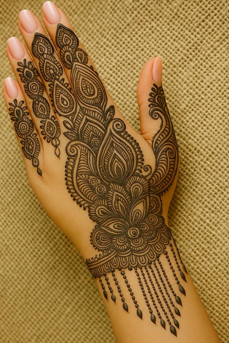 Beautiful back hand mehndi design 5