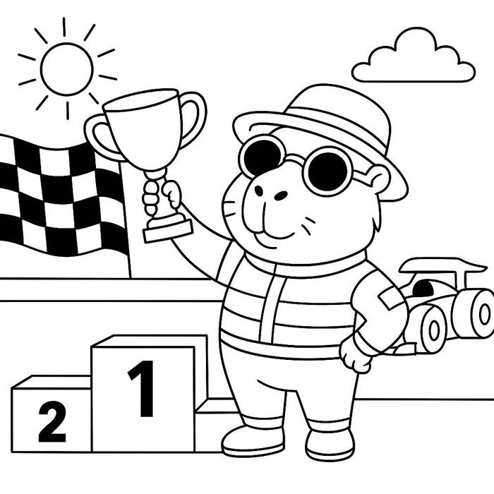 tranh tô màu capybara cute 45