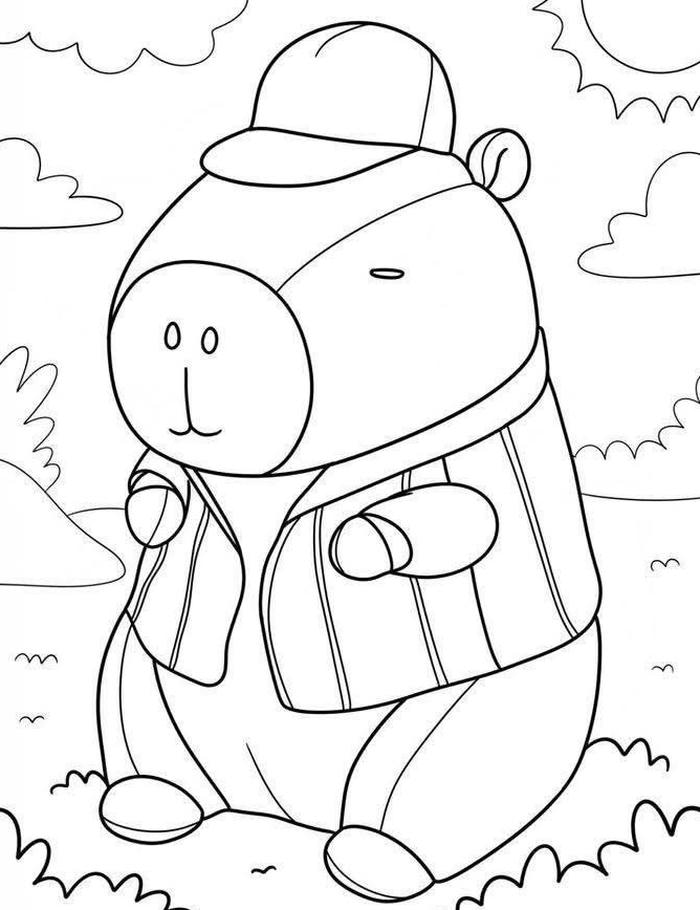 tranh tô màu capybara cute 44