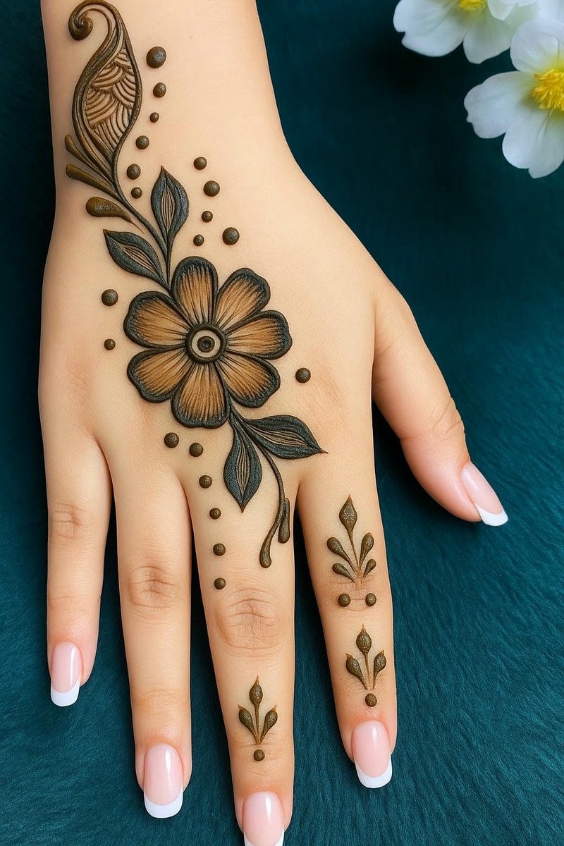 Beautiful back hand mehndi design 8