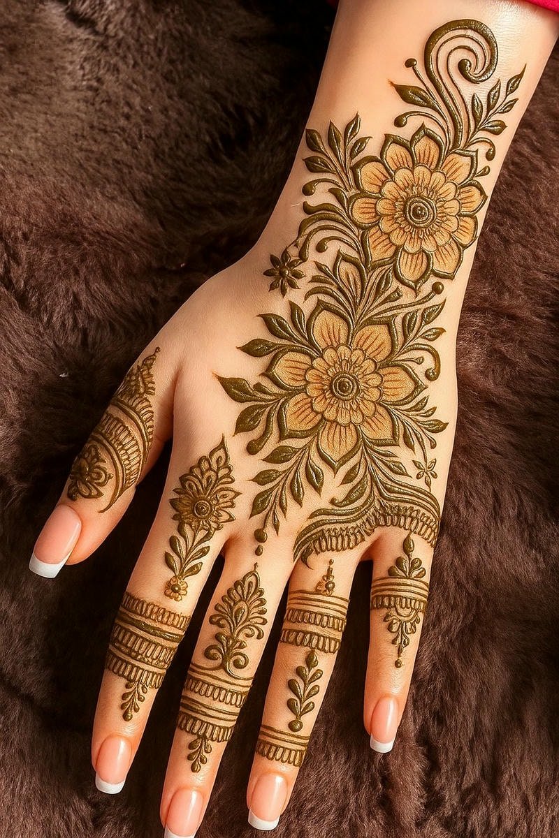Beautiful back hand mehndi design 60