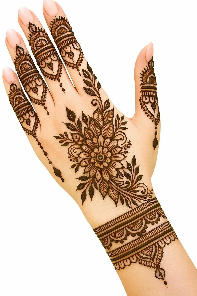 Beautiful back hand mehndi design 12
