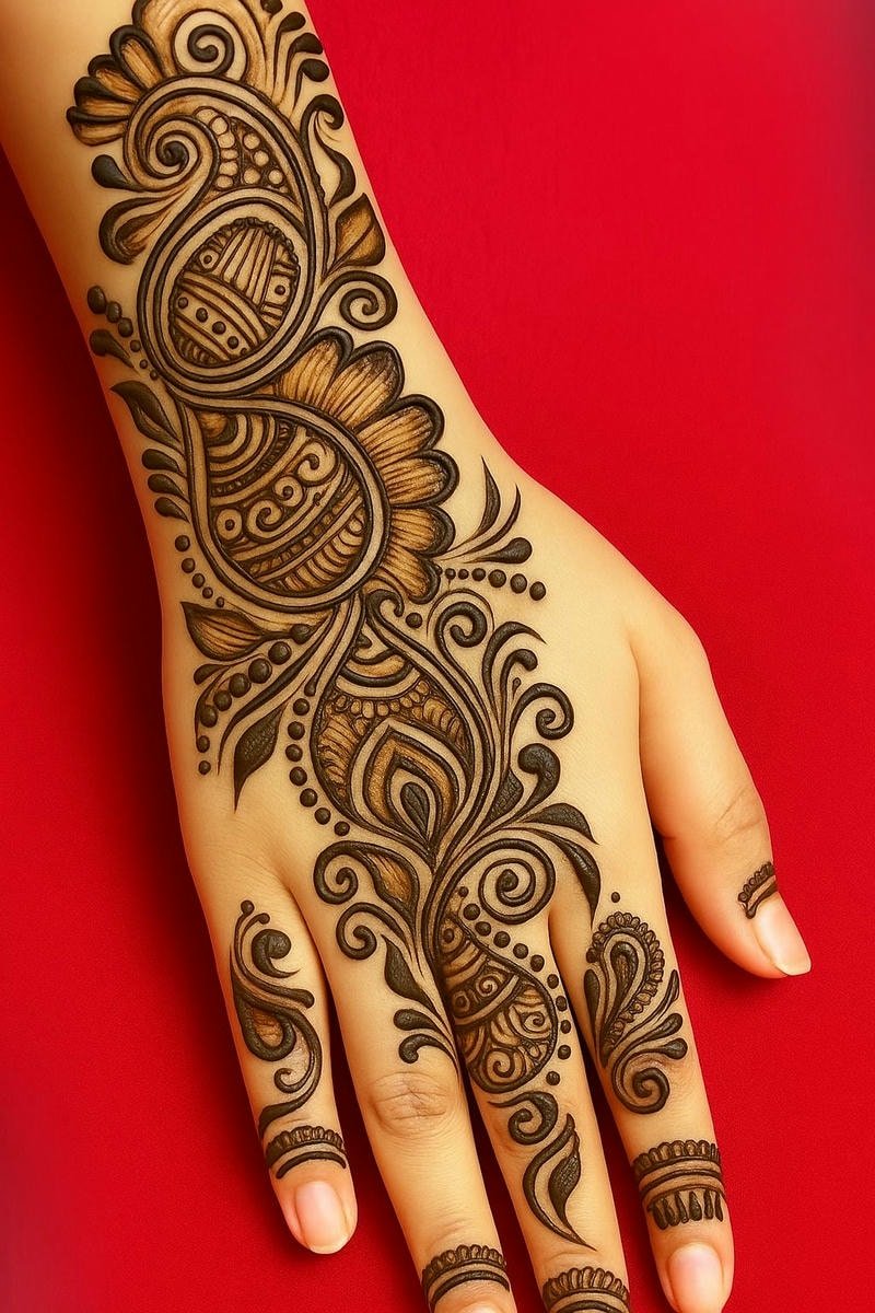Beautiful back hand mehndi design 13