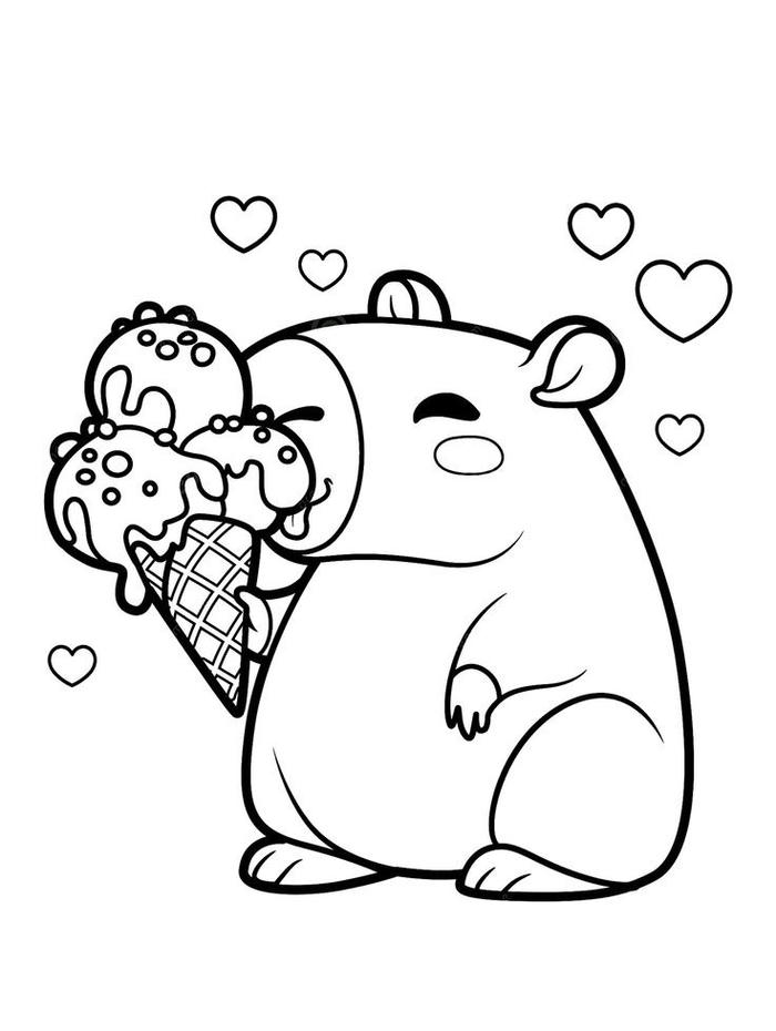 tranh tô màu capybara cute 40