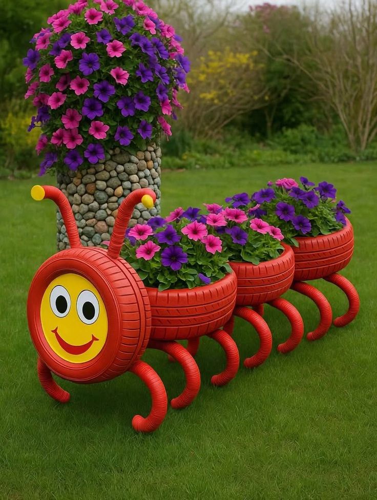 Trang Trí Lốp Xe Trồng Hoa 13