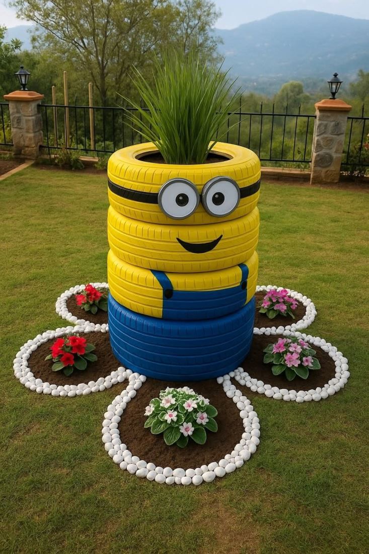 Trang Trí Lốp Xe Trồng Hoa 20