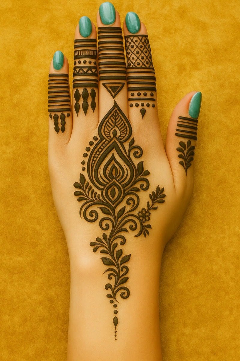 Beautiful back hand mehndi design 19