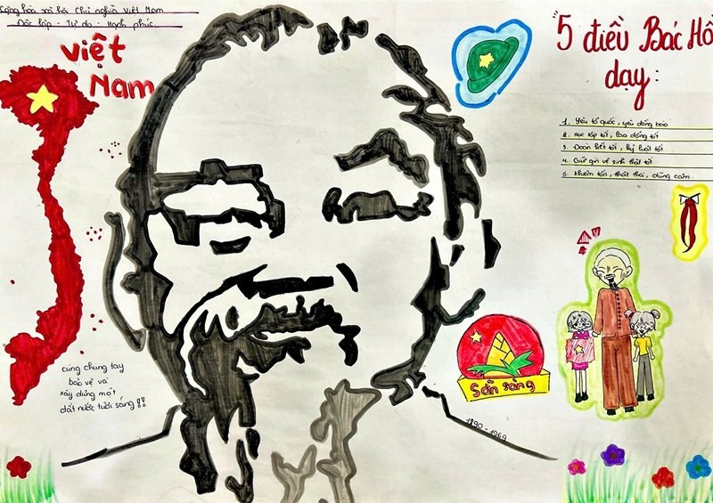 vẽ tranh Bác Hồ với thiếu nhi 15